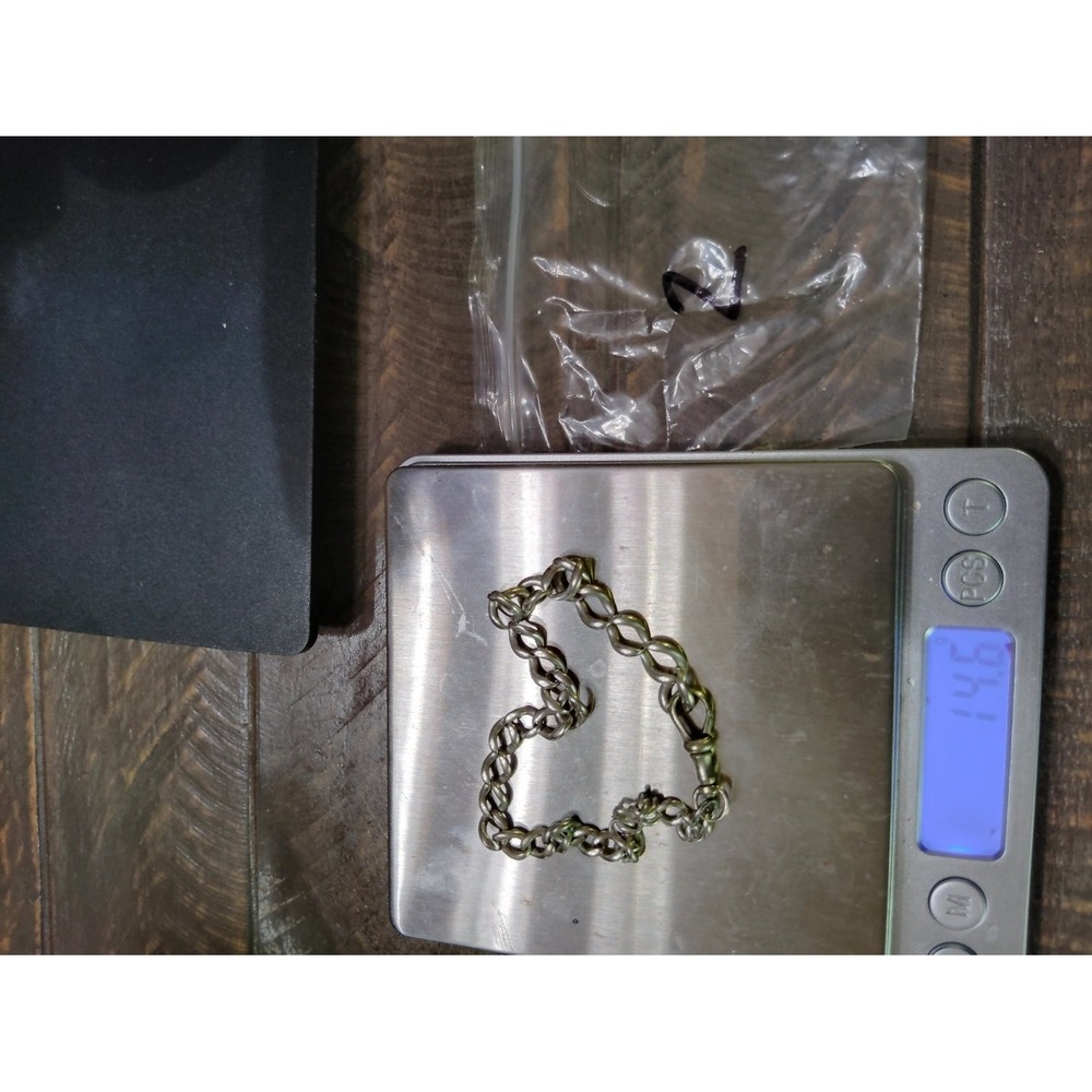 Vintage 925 Curb Chain Charm Bracelet Dog Clip Clasp 9" 14.6g Unisex